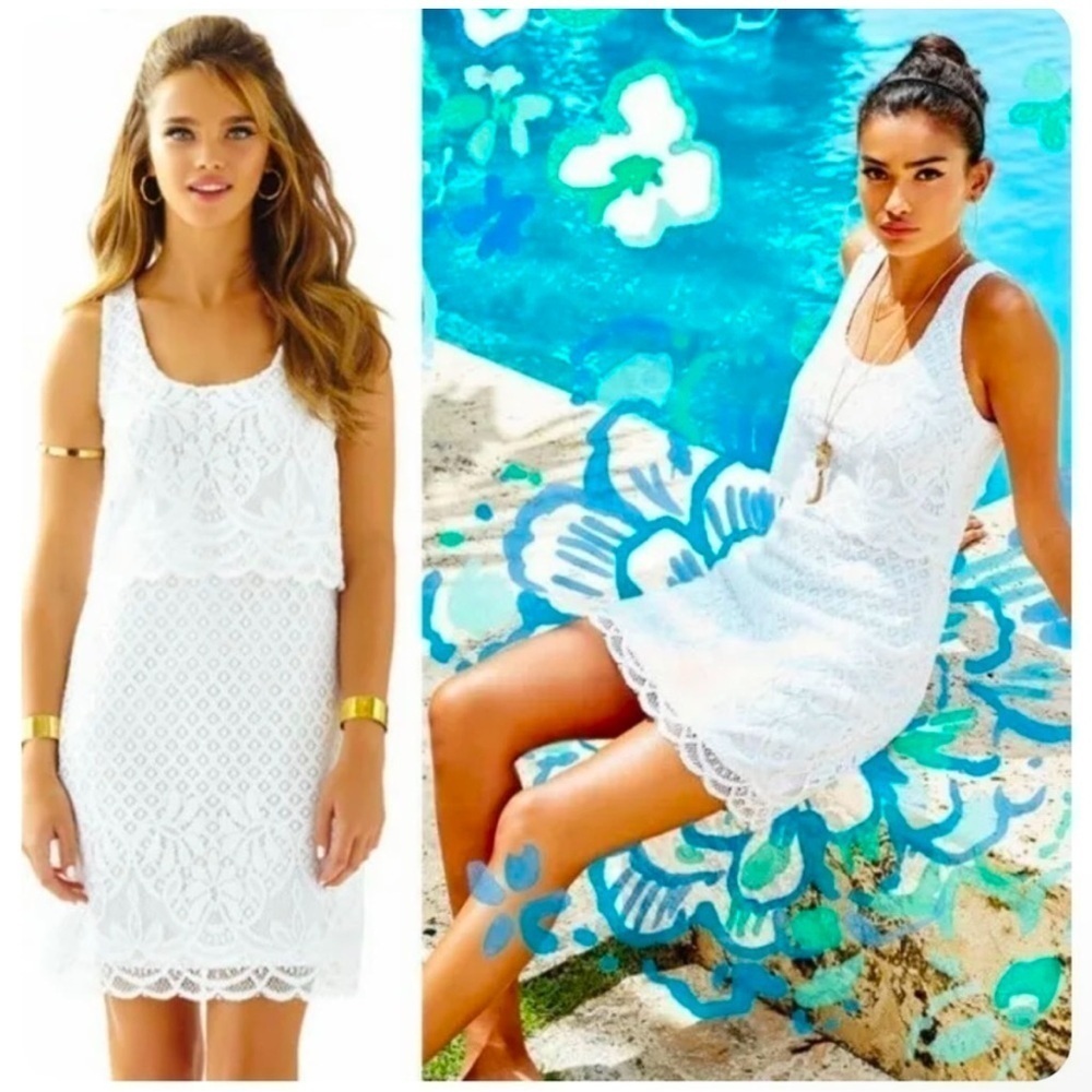 Lilly Pulitzer Paradise Island Engineered Lace Stelle Dress in Resort White